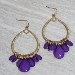 Gold and Purple Hoop Earrings